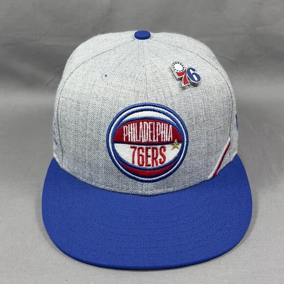 Philadelphia 76ers NBA Snapback Hat New Era 950 Draft Gray Philly Sixers Mens - Picture 2 of 14